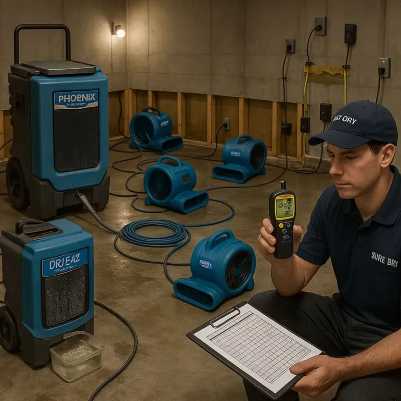 Structural Drying and Dehumidification process in Bosque Farms, NM